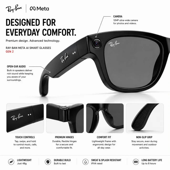 AI Smart Glasses (Gen 2) with night Vission, 12 Mp Camera & All Smart Features
